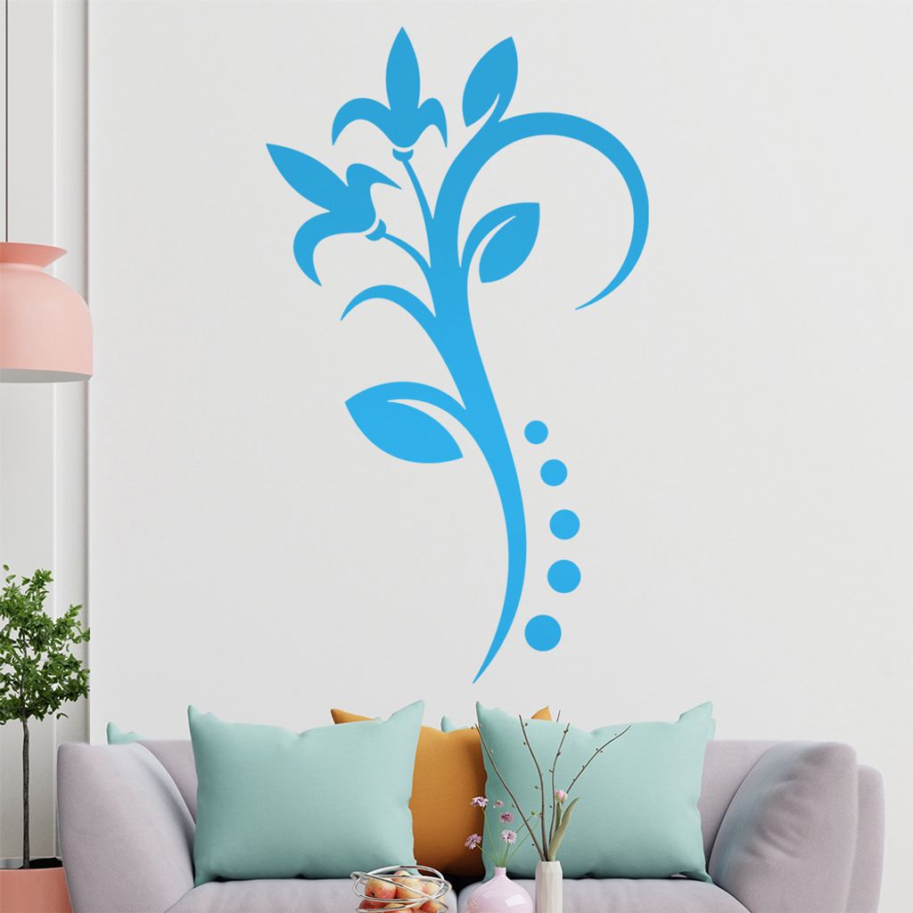 Blume - Linien Punkte Wandtattoo in 6 Größen - Wandaufkleber Wall Sticker - Dekoration, Küche, Wohnzimmer, Schlafzimmer, Badezimmer