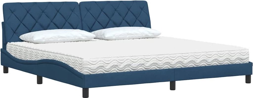 "2026 Promotion" Bett mit Matratze - Blau 200x200 cm - Stoff - Polsterbett CC16939