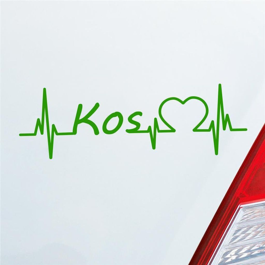 Auto Aufkleber Kos Puls Herzschlag mit Insel Motiv 19x6 cm Hellgrün Sticker Heckscheibenaufkleber