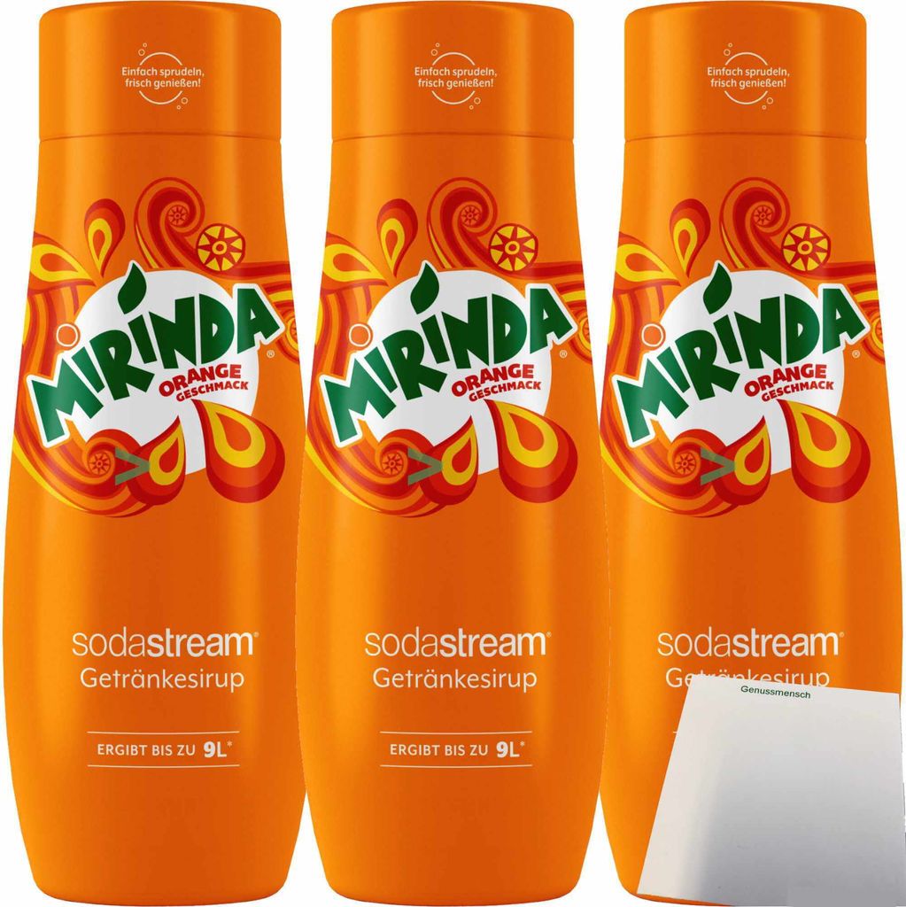 SodaStream Mirinda Orange Getränke-Sirup 3er Pack (3x0,44l Flasche) + usy Block