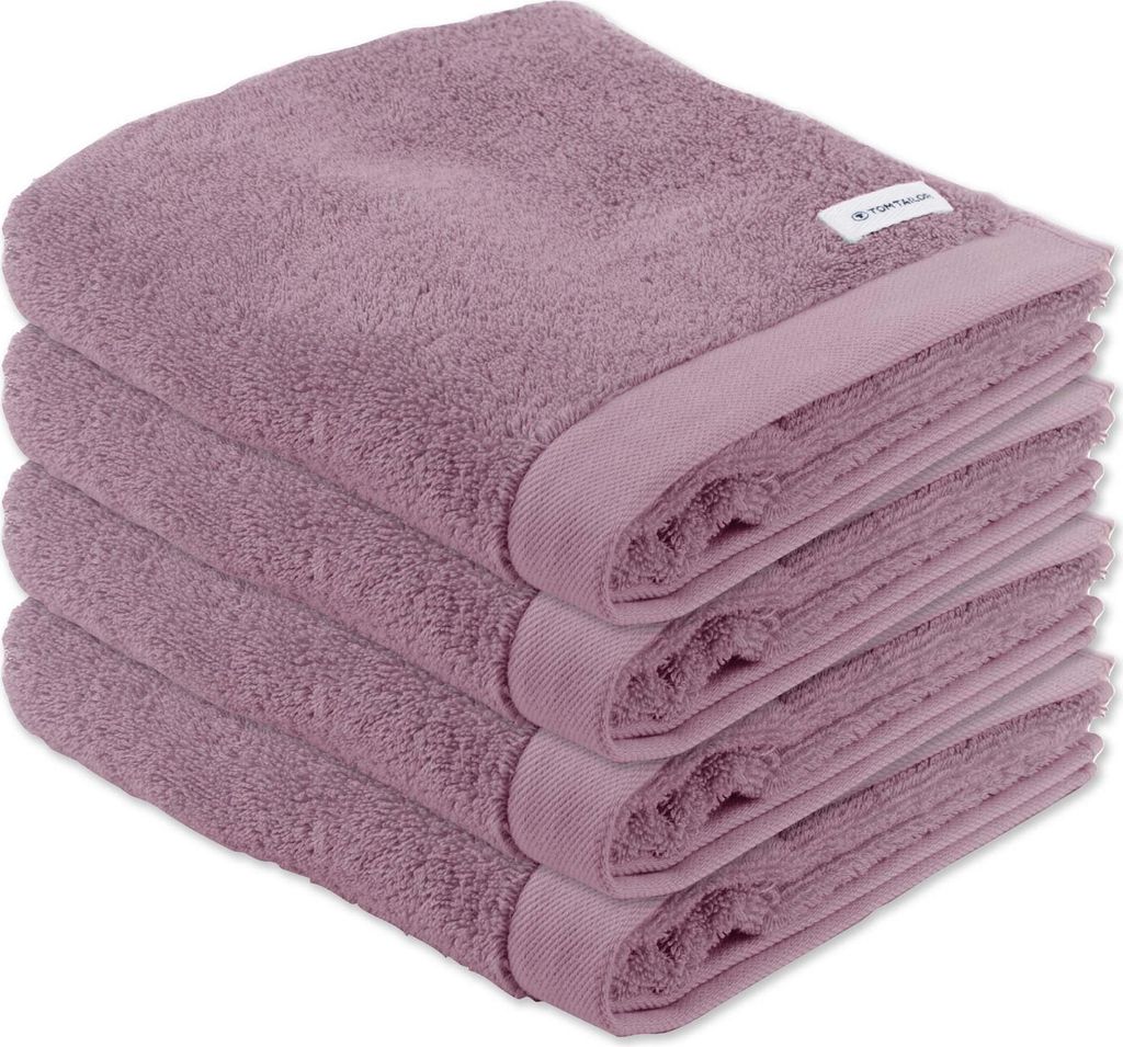 TOM TAILOR Handtuch, 4er Pack - Color Bath Towel, Frottier, Baumwolle Mauve 50x100cm