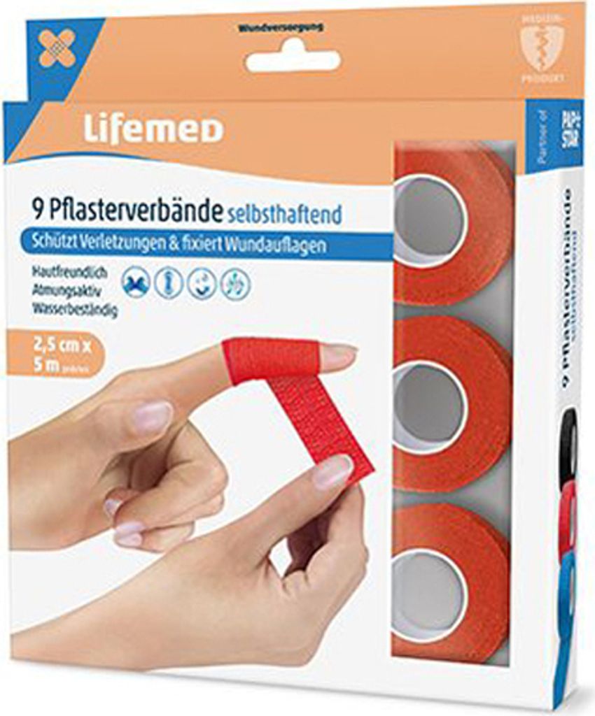 Lifemed 99051 Benda di gesso Lifemed, autoadesiva, rosso, Immagine del prodotto 