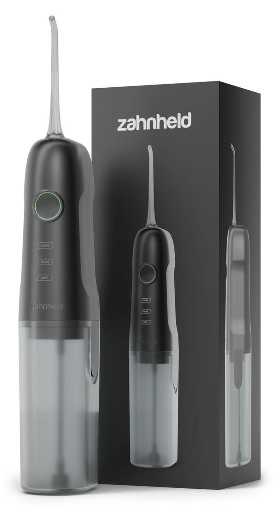 Zahnheld elektrische Munddusche Aquadent schwarz, kabellose Produktbild 