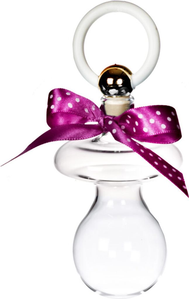 Geschenkflasche Schnuller Nuckel Glas Leer Schleife rosa Mädchen 100 ml