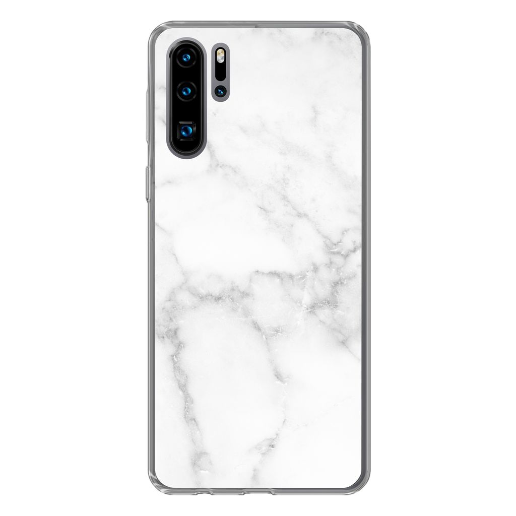 MuchoWow Handyhülle Schutzhülle Hülle für Huawei P30 Pro Marmor - Weiß - Grau - Luxus - Marmoroptik - Stein Silikon Softcase Handy Hülle - ...