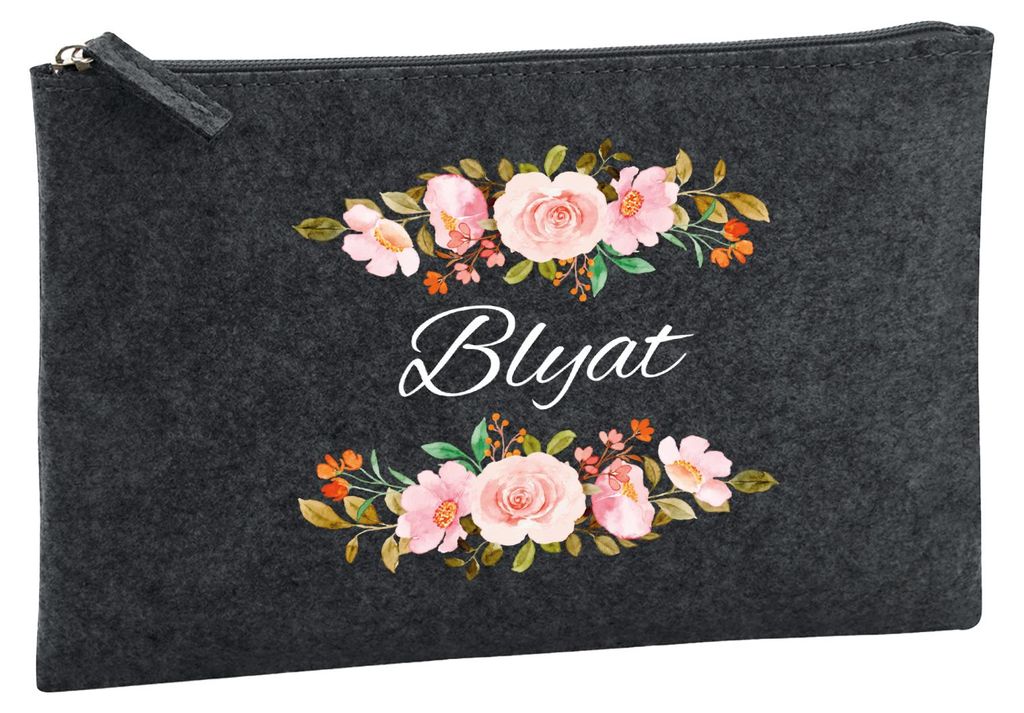 Huuraa Kulturbeutel Blyat russisch Blumen 1 Liter Charcoal Filz Kosmetiktasche Geschenkidee