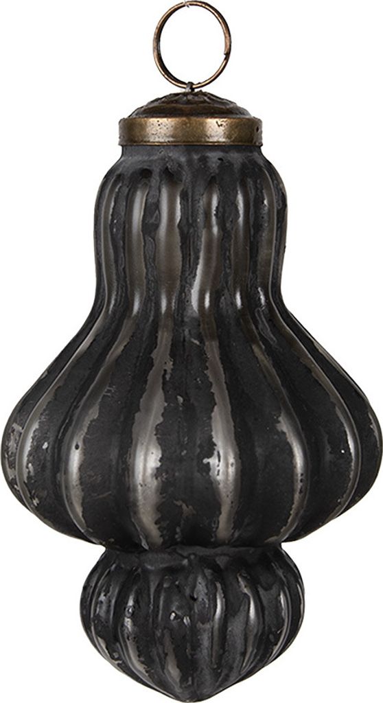 Clayre & Eef Weihnachtskugel Ø 7x12 cm Schwarz Grau Glas
