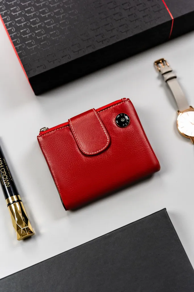 Peterson Portafoglio Donna Rosso Pelle - Elegante e Compatto RFID