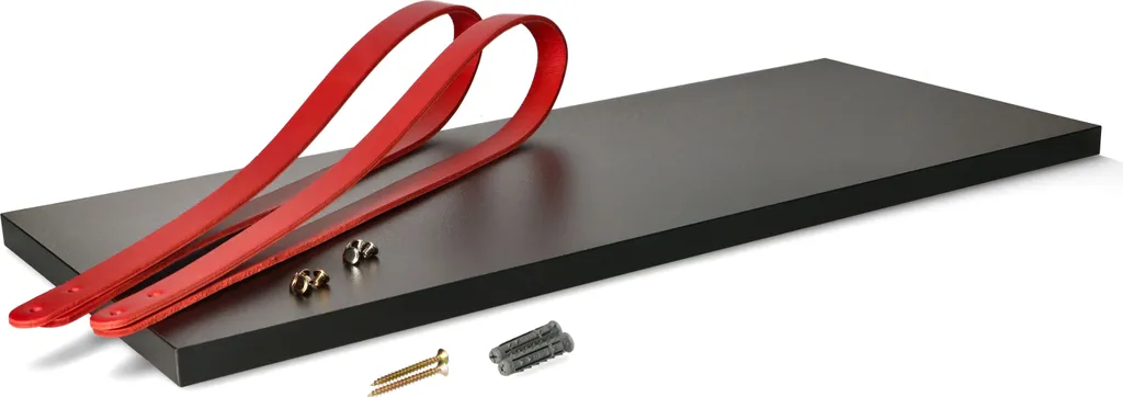 Mensola ABRATO 120x25x1,8 cm Nero - Supporti Pelle Rossa Design Unico