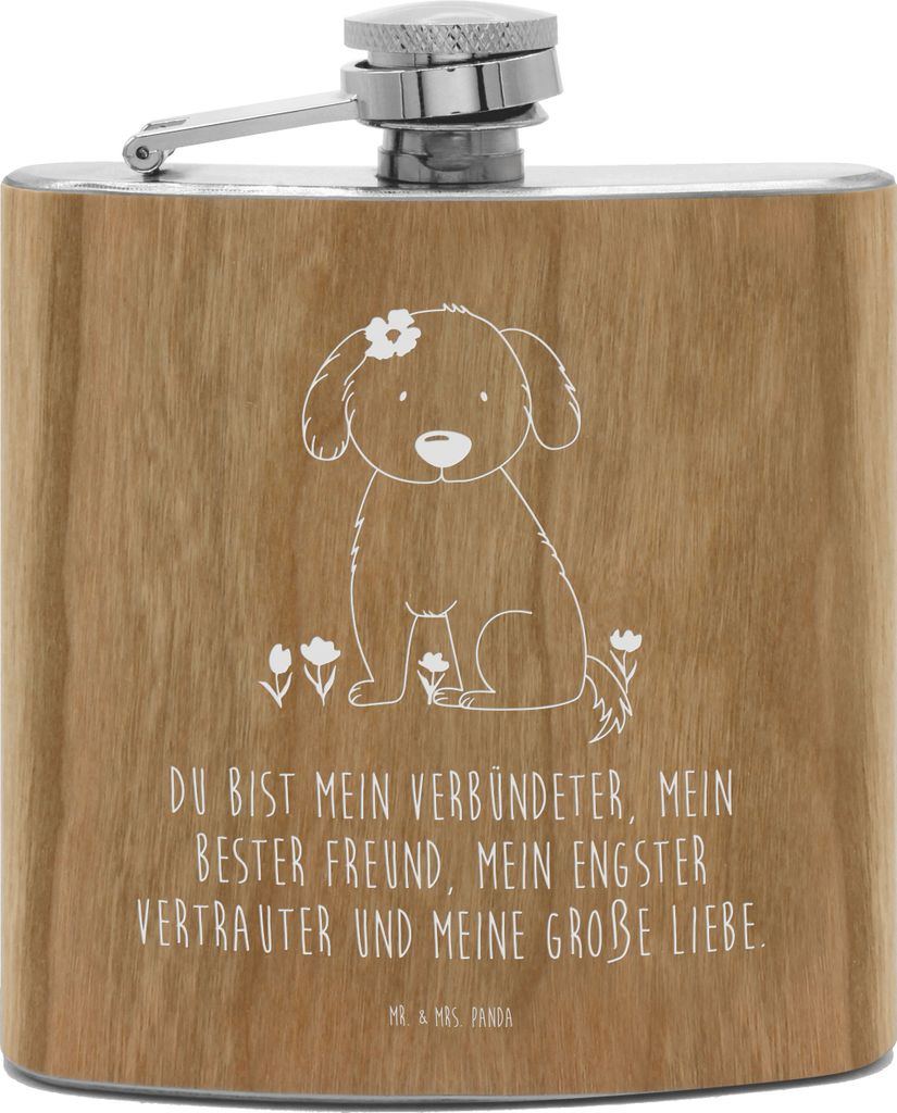 Mr. & Mrs. Panda Flachmann Hund Dame - Transparent - Geschenk, feldflasche, taschenflasche, Alkoholflasche, Hundebesitzer, Liebe, Lieb, Hunde, Hip ...