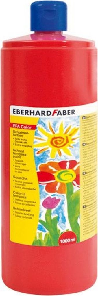 Schulmalfarbe Efacolor Tempera 1000ml Flasche permanent karmin Packung mit 6 Stück