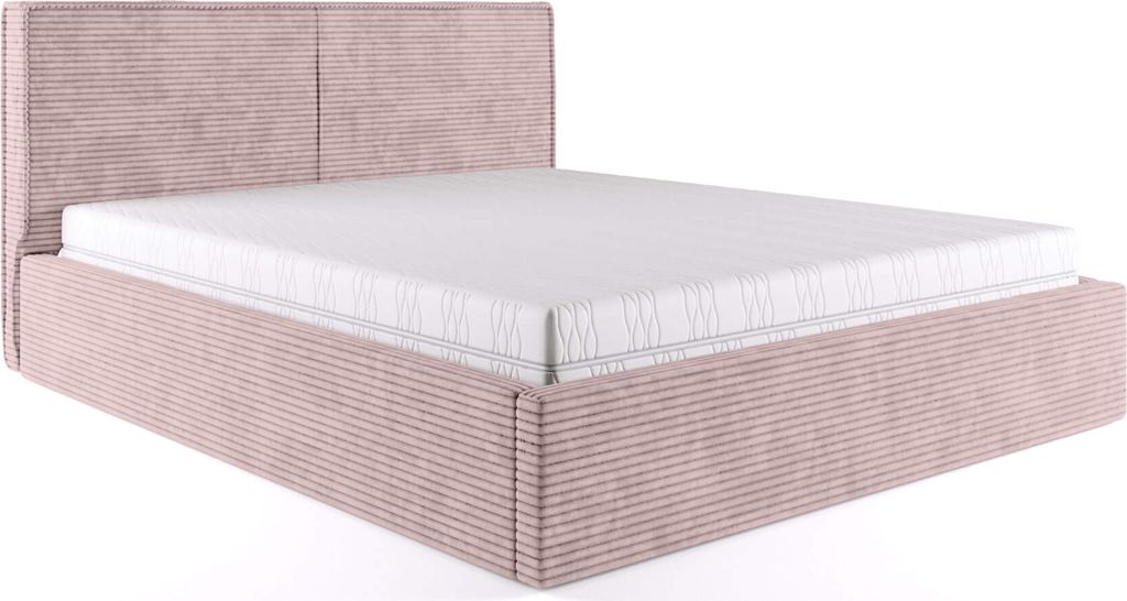 FEDVE Polsterbett Doppelbett Lyckan Schlafzimmer Bett Bettkasten Matratze 160x200 cm Rosa (Poso 27)