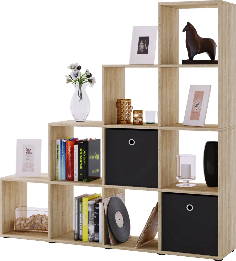 Séparateur de pièce escalier bois Napoli 10 niches pour bureau et séjour