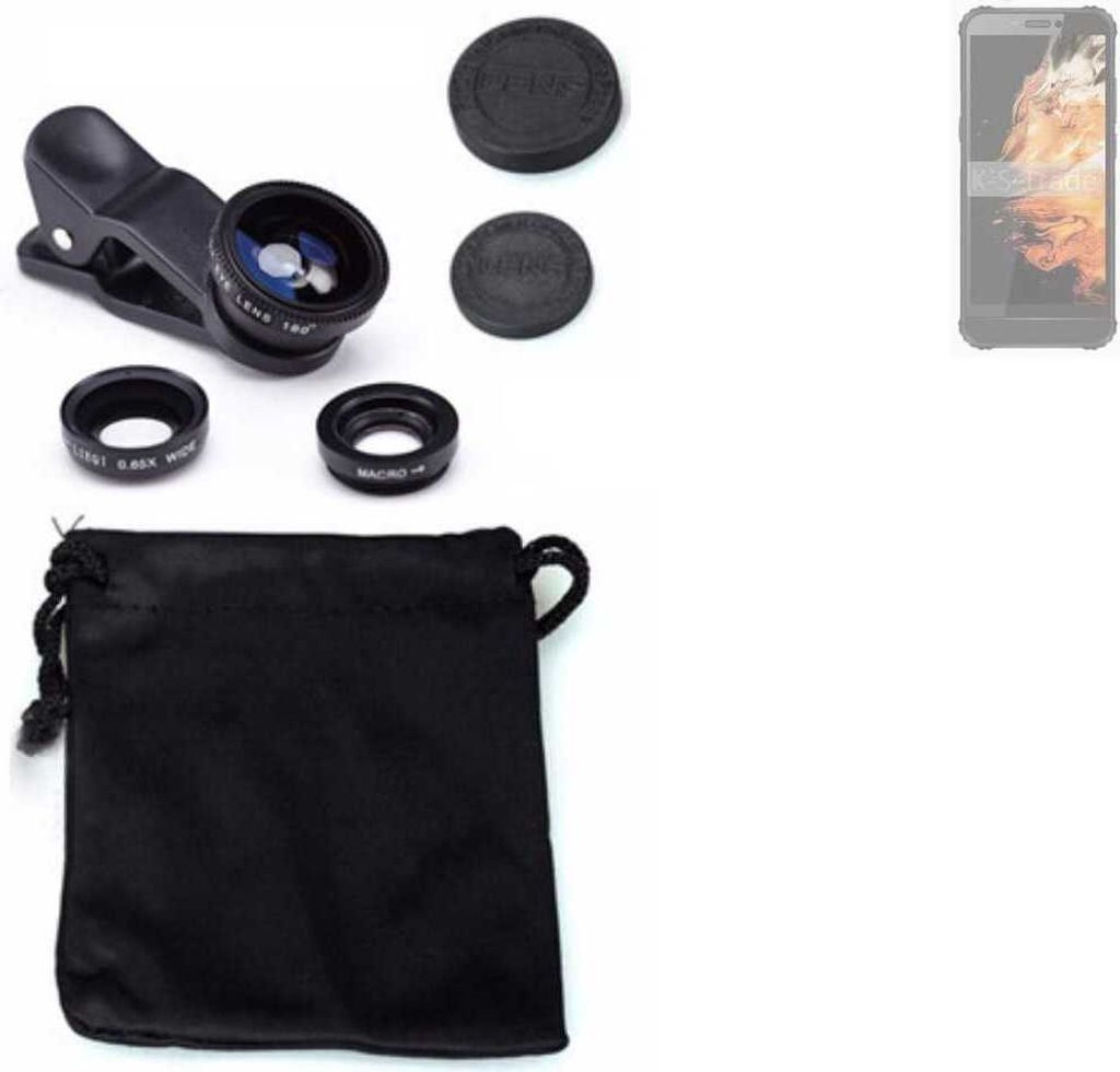 K-S-Trade Smartphone Kamera Linsen Set Kompatibel mit AGM H3 3in1 Clip-On Kamera Adapter Macro Weitwinkel FishEye Fischauge Objektiv Linse