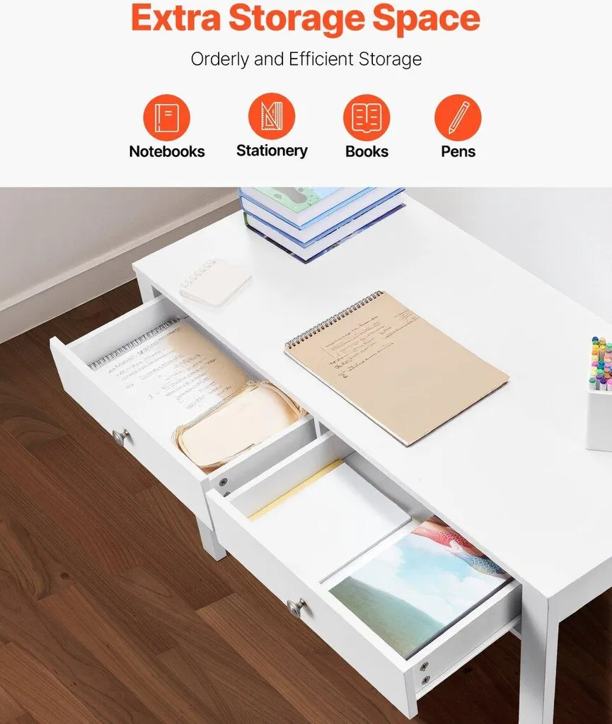 Bureau enfant blanc avec rangement table d'étude simple et compacte