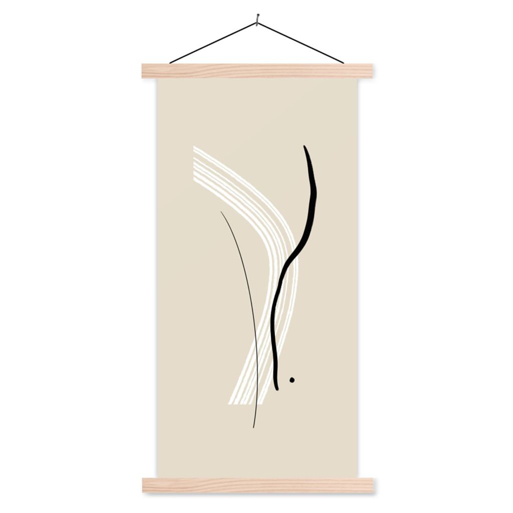 MuchoWow Textilposter Pastell - Abstrakt - Design 40x80 cm mit holzfarbenen Rahmen - Wohnzimmer