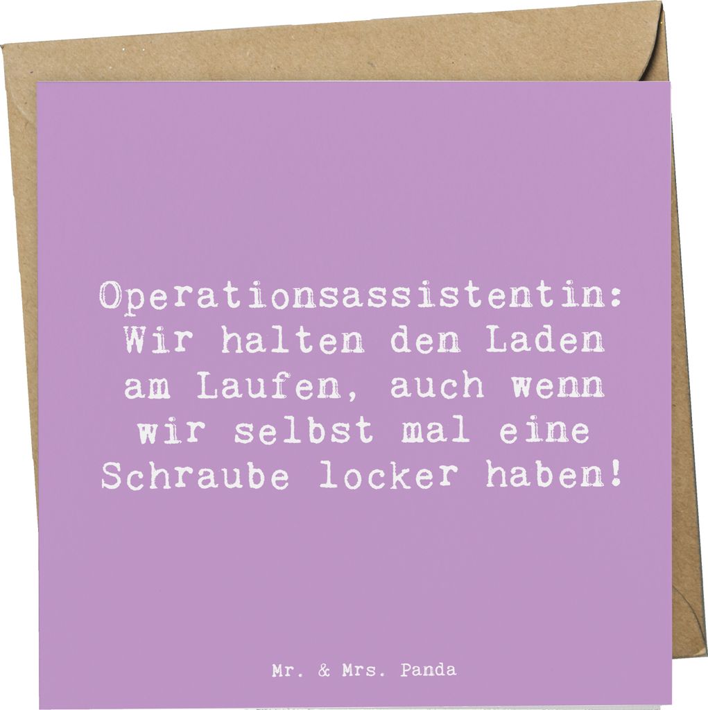 Mr. & Mrs. Panda Glückwunschkarte Spruch Operationsassistentin Heldin - Lavendeltraum - Geschenk, Dokumentation, Schraube locker, anlasskarte, Chi...