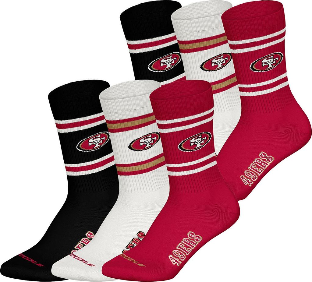 Huddle Unisex Freizeitsocken San Francisco 49Ers Crew 6-Pack red-wht-blk - Größe 39-42