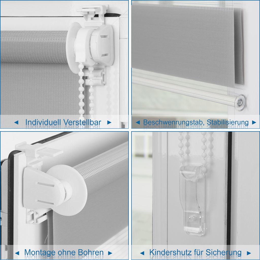 Doppelrollo 50x100 cm Grau Duo Rollo Klemmfix | Kaufland.de