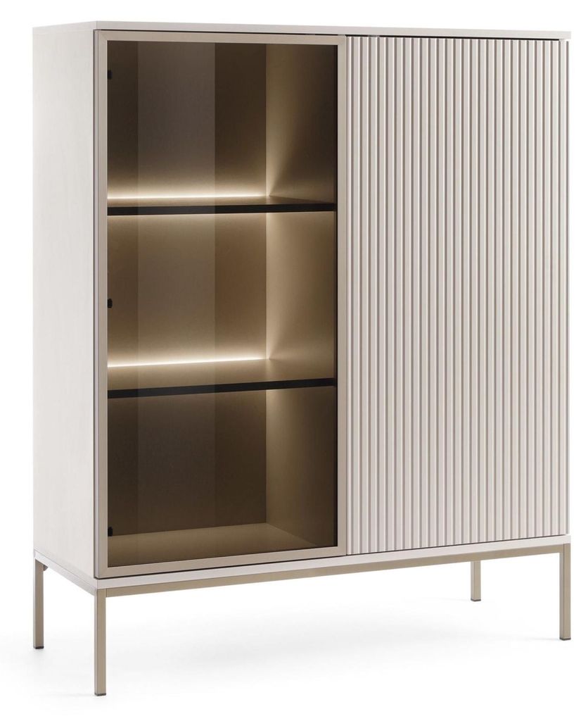 Selsey Tosena - Vitrine 2-türig mit LED - Greige Produktbild 