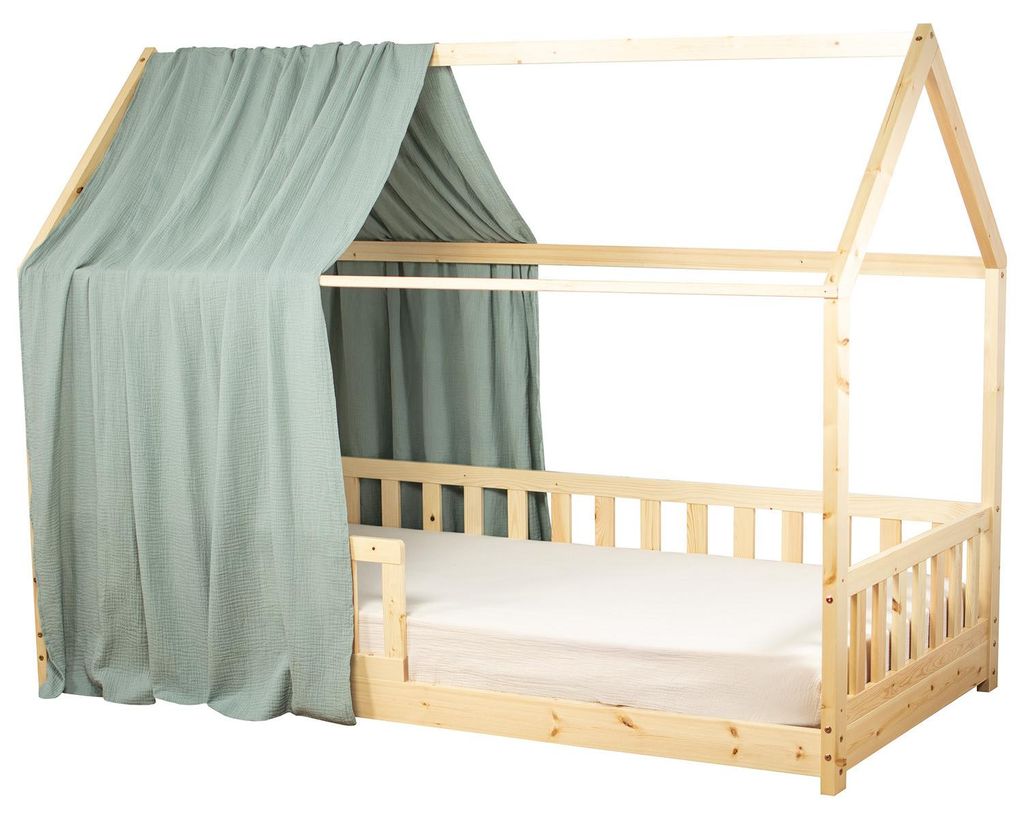 Bettbaldachin Hütte Baumwollgaze Jeanne - 130x420 cm - Grünspan | by SEVIRA KIDS