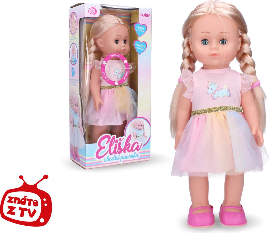 Eliška Laufpuppe 41 cm rosa Kleid – Tschechische Verpackung Produktbild 