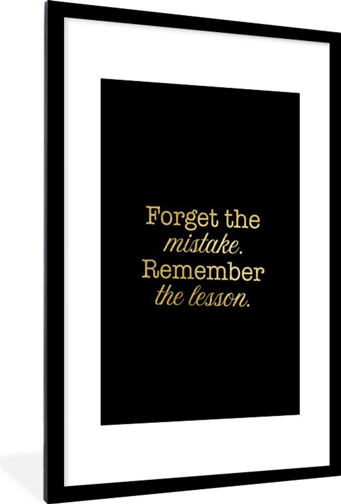 MuchoWow Gerahmtes Poster Zitate - Leben - Schwarz - Gold 60x90 cm - Poster mit Schwarzem Bilderrahmen Wandposter Rahmen Foto Bilder - Dekoration...