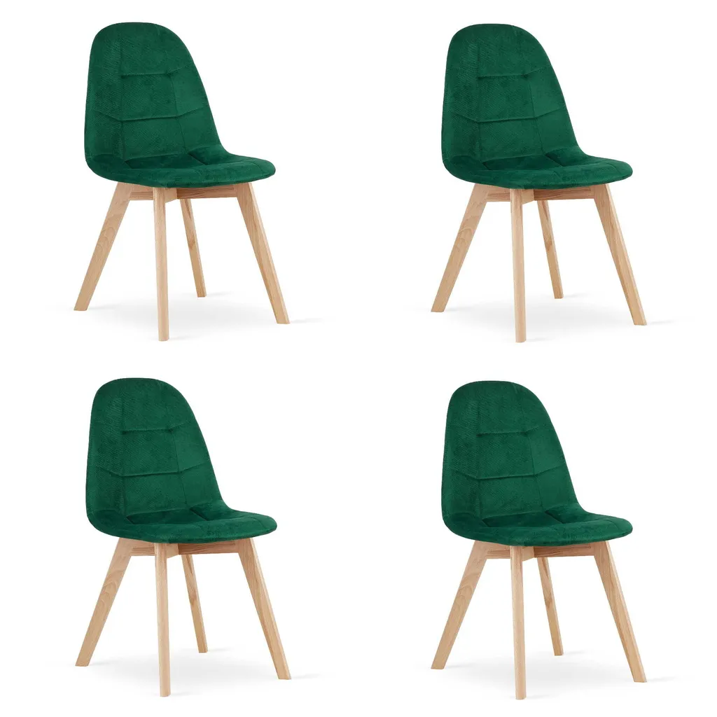 Chaise de bureau et de salle à manger confortable en velours vert foncé