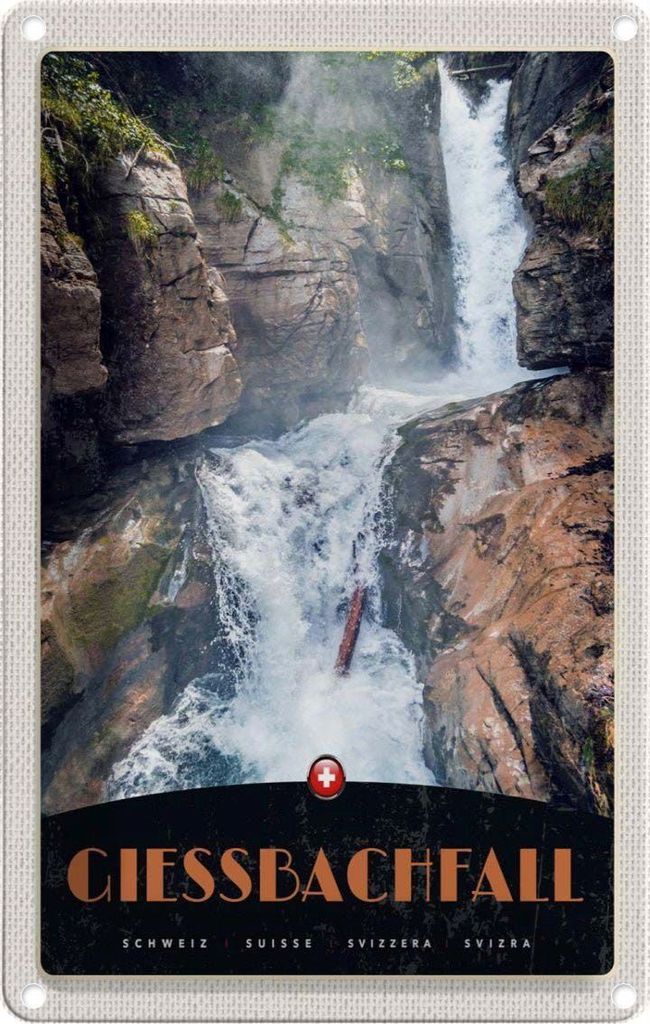 vianmo Blechschild 30x20 cm Giessbachfall Schweiz Wasserfall Natur Bildmotiv Reisemotiv Abenteuer Reisen Urlaub