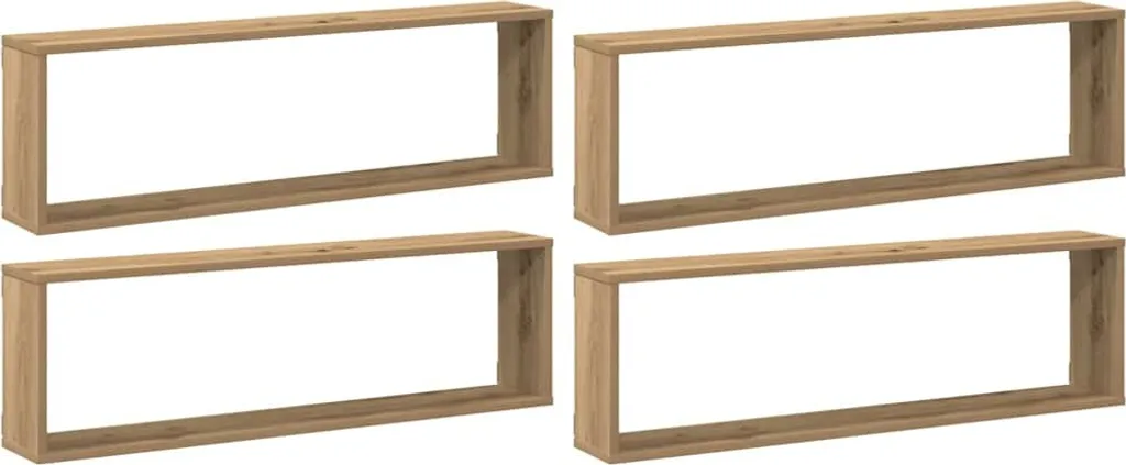vidaXL Mensole a muro a cubo 4 pz. Rovere artigianale 100x15x30 materiale a base di legno
