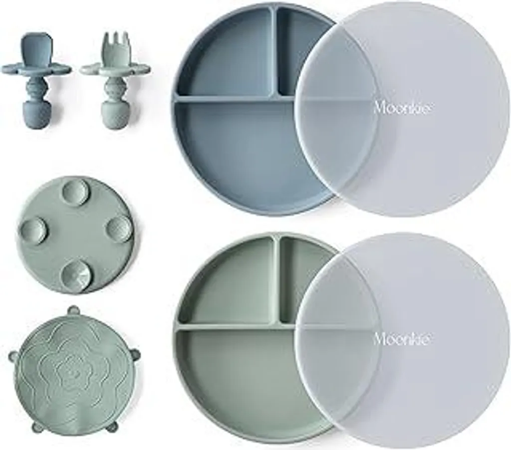 Moonkie Set Svezzamento 6-in-1: Piatti Silicone Antiscivolo