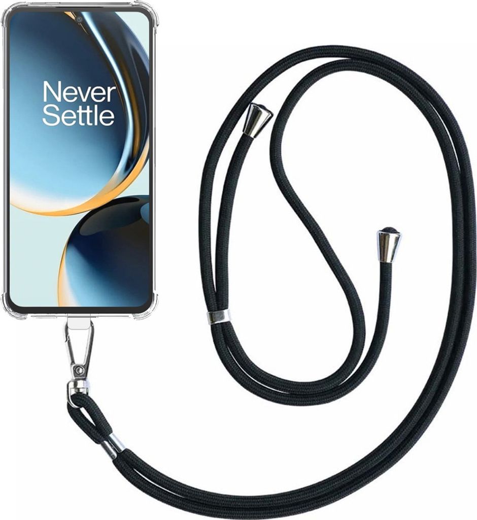 Handytasche passend für OnePlus Nord CE 3 Lite Transparent ShockProof mit abnehmbarem Universal-Telefonkabel - Cover Case Silikon ShockProof mit L...