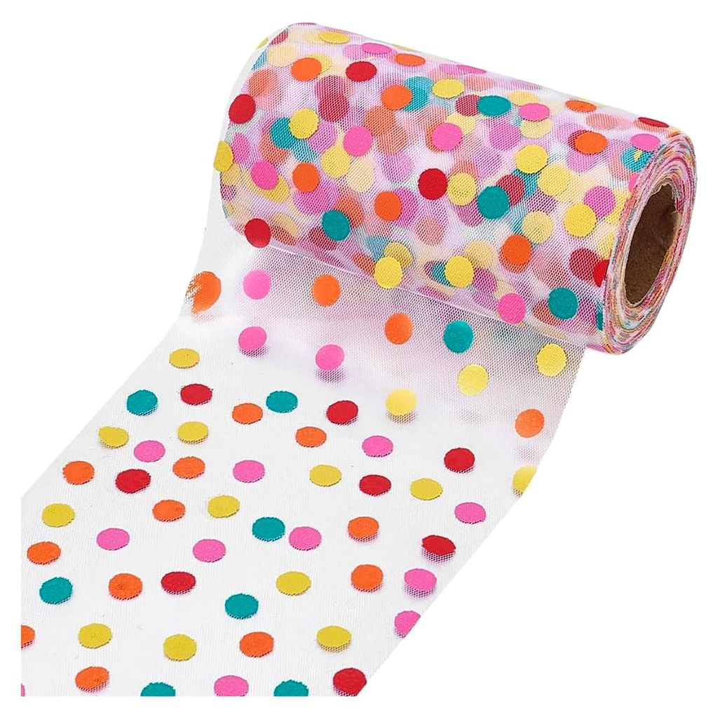 Bunte Tüllrollen mit Punkten 22,8 m Rosa Tüllstoffrollen 13 cm Breit Dekorationsnetzstoffspule für selbstgemachte Tutu-Röcke, Hochzeiten, Gesch...