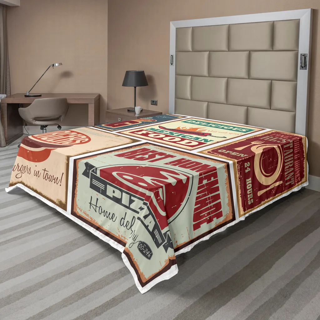 Drap Plat Doux et Confortable Design Nostalgique Plaques en Tôle 244cm