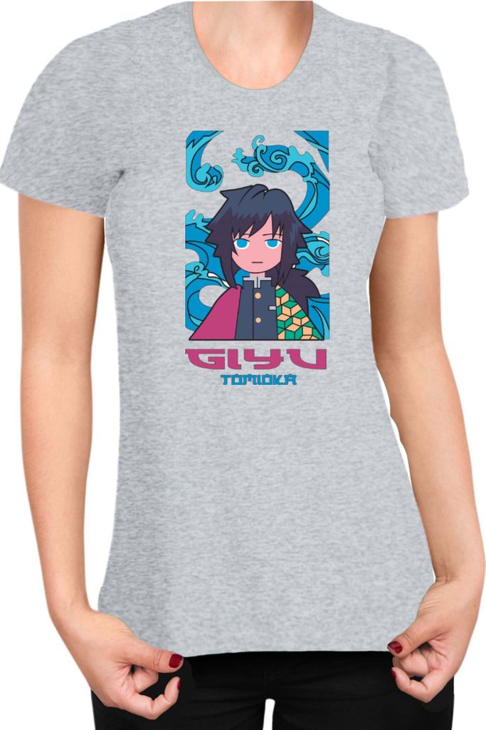 Damen T-Shirt Japan Anime Manga Demon Anime Slayer Giyu Tomioka Hashira, Lady XS / Grau