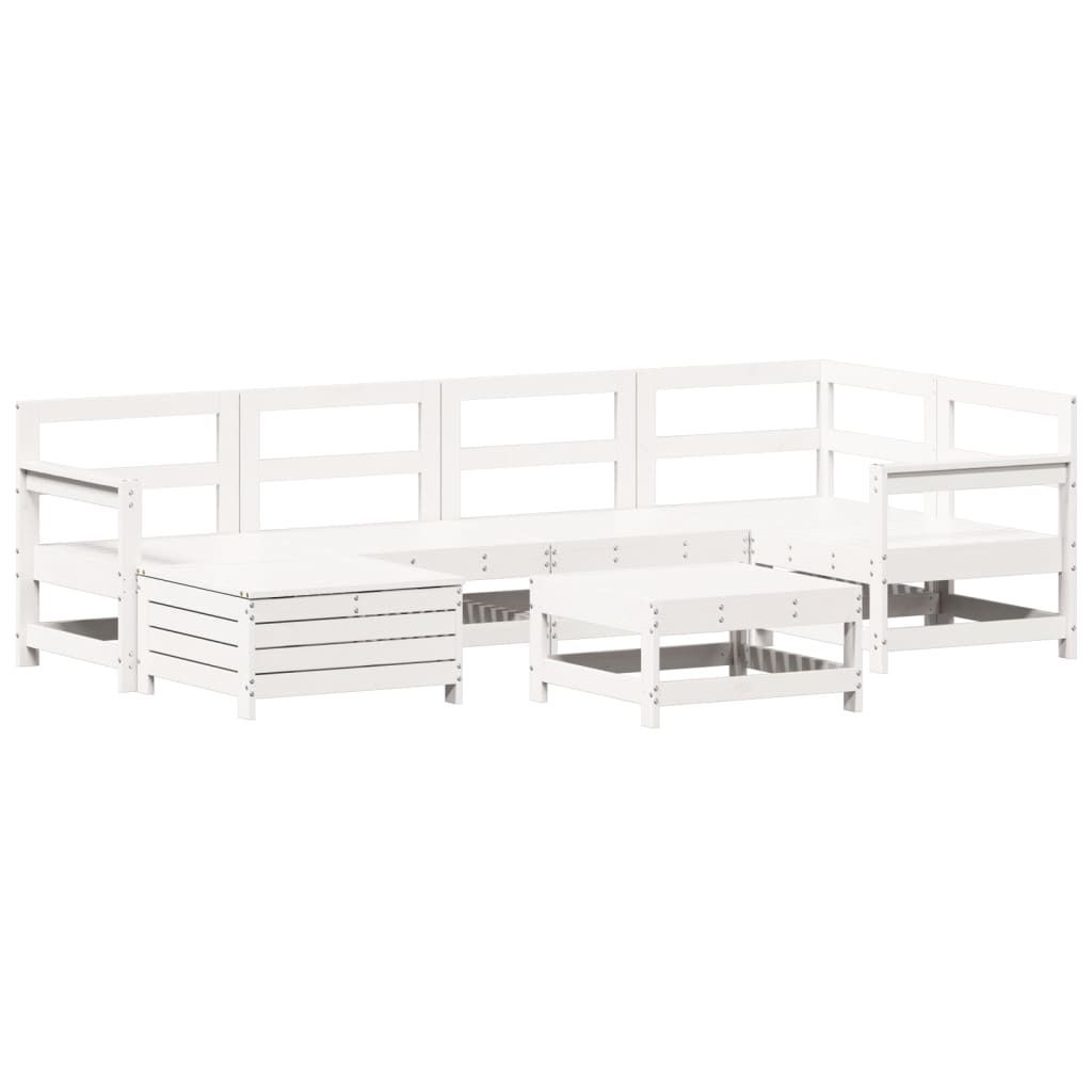 vidaXL 7-tlg. Garten-Sofagarnitur Weiß Massivholz Kiefer