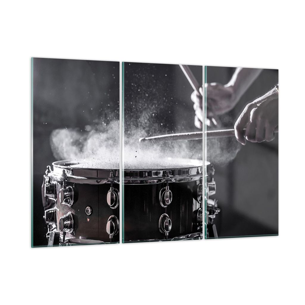 Bilder auf glas - 3 Teile - Trommel Staub Trommel - 105x70cm - Glasbilder - Wandbilder - Bilder - zum Aufhängen bereit - Wanddekoration aus Glas -...