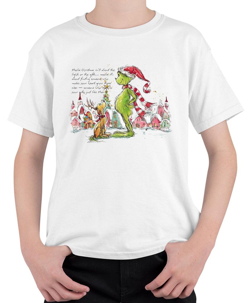 Maybe Christmas isn't about the lights Grinch Weihnachten lustig Uni Kinder T-Shirt, Weiß, 104