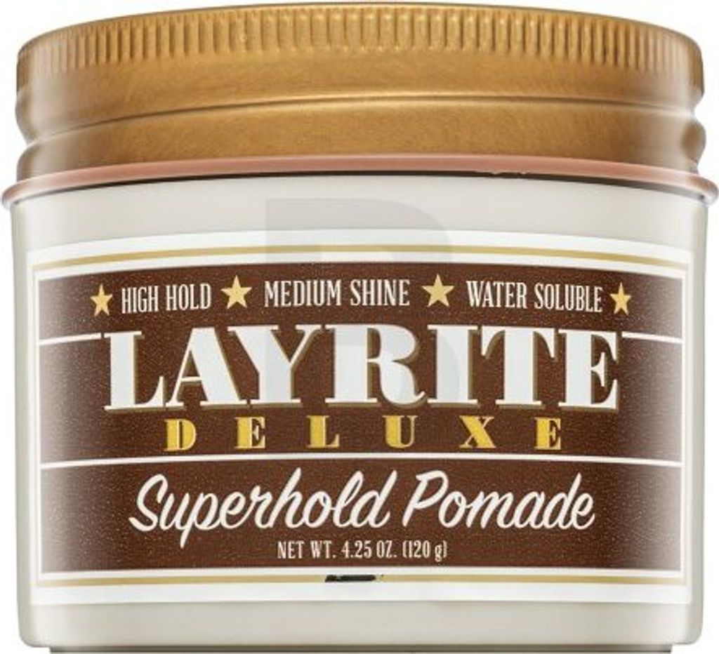 A product shot of a jar of Layrite Superhold Pomade.