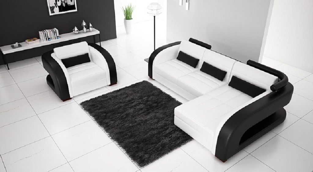 Ecksofa L Form Polster Sitz + Sessel Moderne