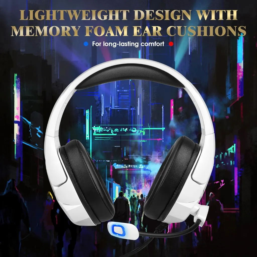 Micro-casque gamer blanc RGB filaire compatible avec PS5 Xbox et Switch - 4