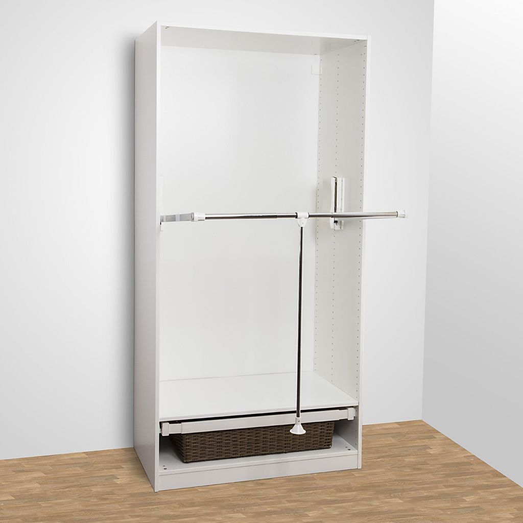 Kleiderlift Garderobenlift breitenanpassbar von 545 - 700 mm weiß (Beschlag ohne Schrank!)