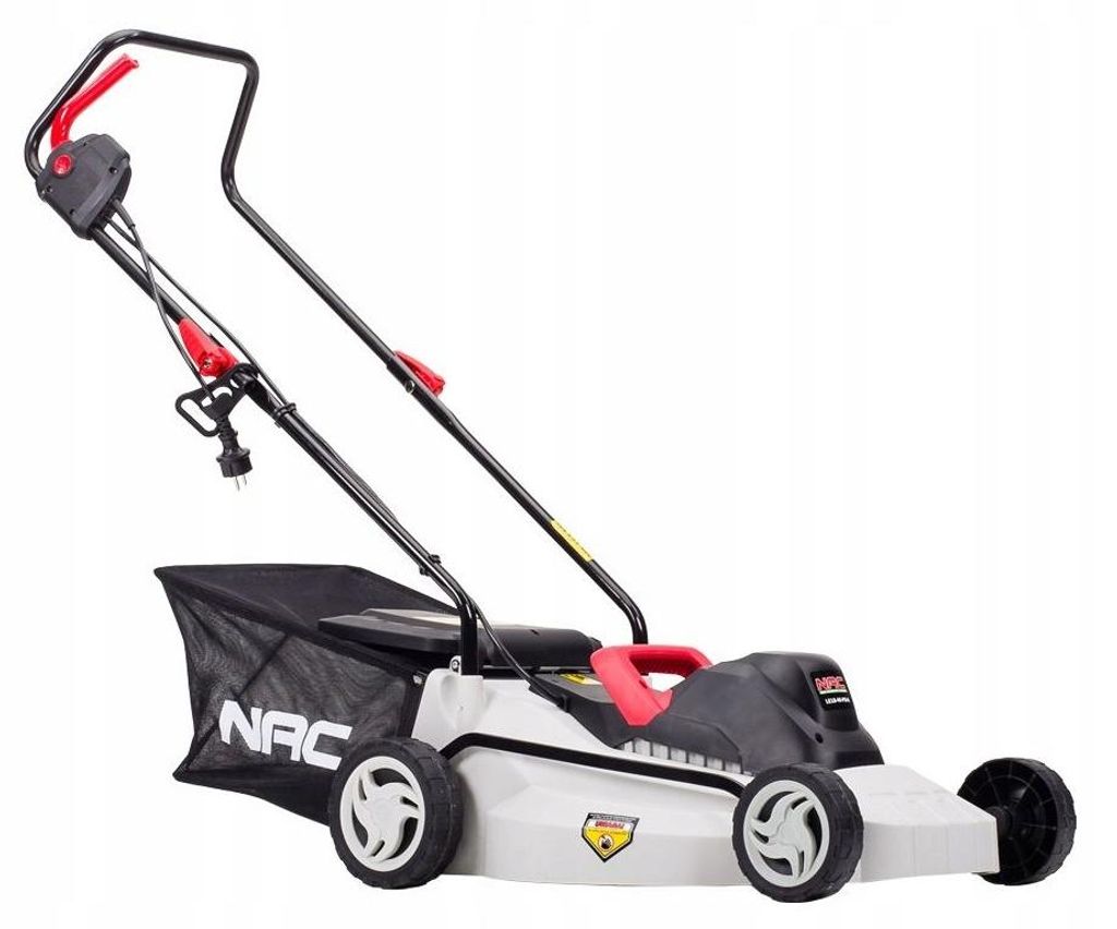 NAC Elektro-Rasenmäher 1500W, 37 cm Schnittbreite, 28L Fangkorb, 5 Stufen 25–75 mm, 9 kg