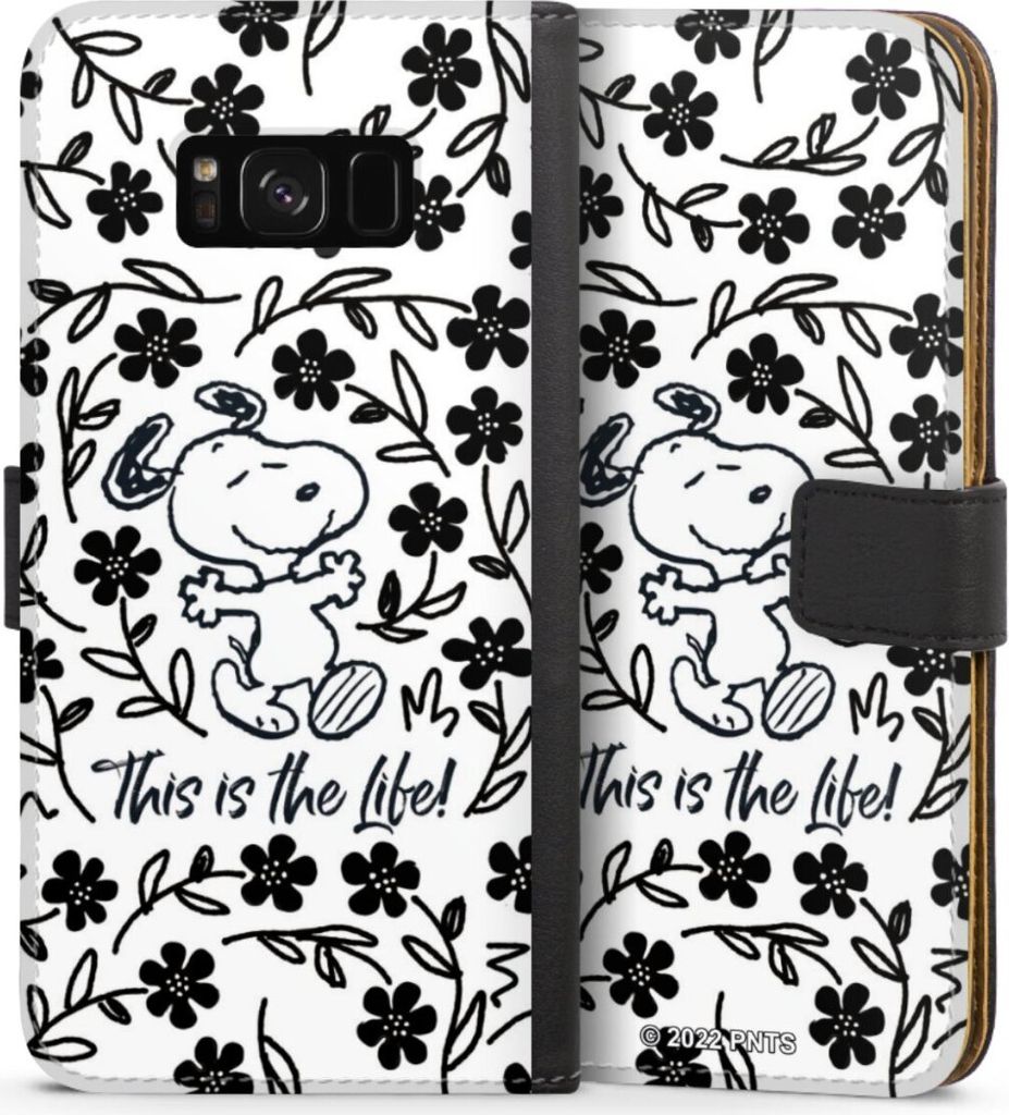 DeinDesign Klapphülle für Samsung Galaxy S8 Plus Handytasche Lederhülle Tasche Blumen Peanuts Snoopy