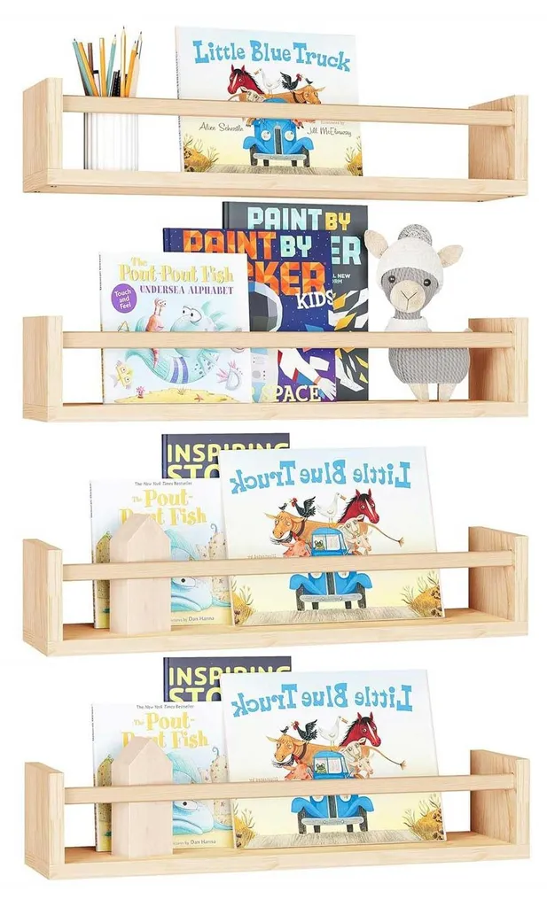 Étagères pour livres d'enfants murales lot de 4 : créez un coin lecture