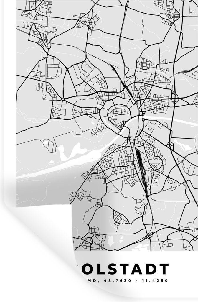 MuchoWow Wandtattoo Wandsticker Wandaufkleber Karte - Ingolstadt - Deutschland - Stadtplan - Karte 80x120 cm Selbstklebend und Repositionierbar -...