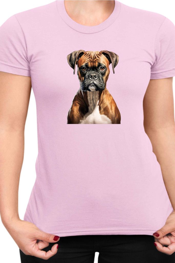 Damen T-Shirt Dogs Breeds Boxer Dog Breed 005, Lady L / Hellrosa
