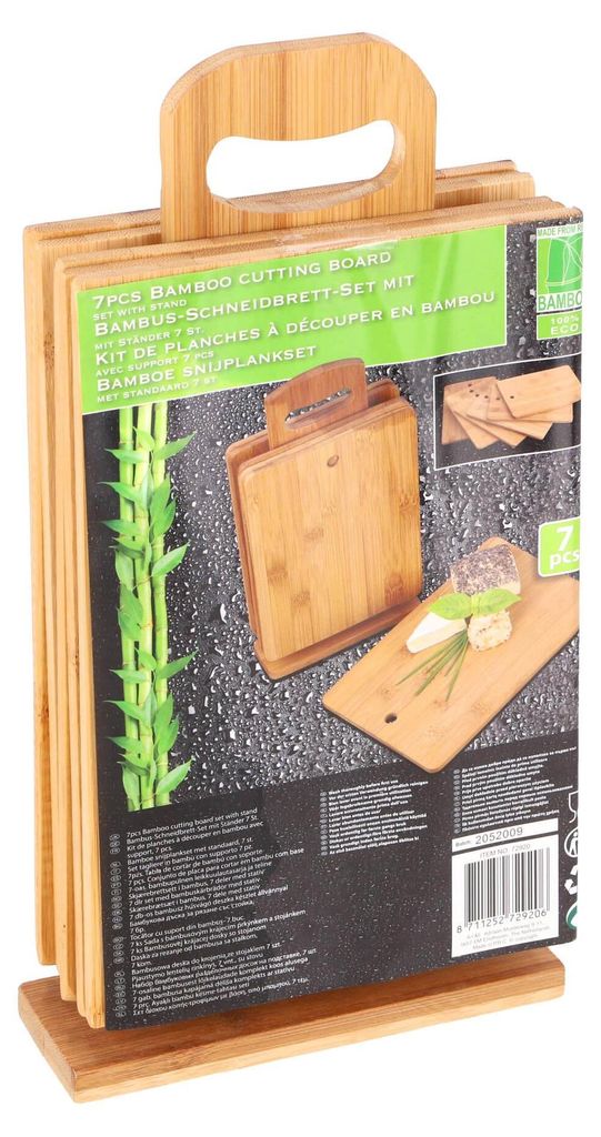 Set di taglieri in bambù Eco-Import con supporto 7 pezzi Immagine del prodotto 