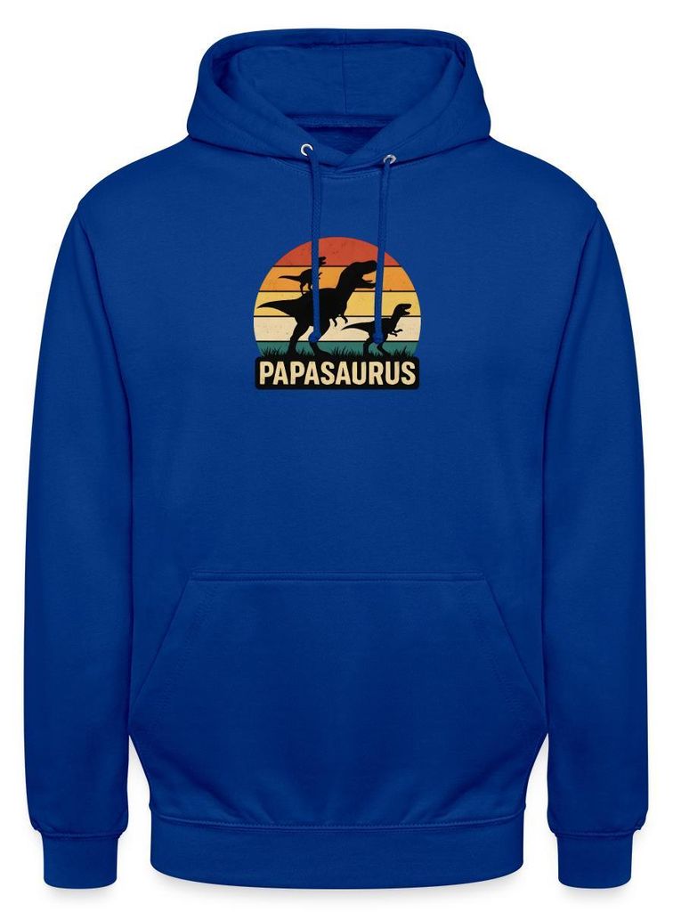 Spreadshirt Papasaurus | Dino Papa Uni Hoodie, M, Royalblau