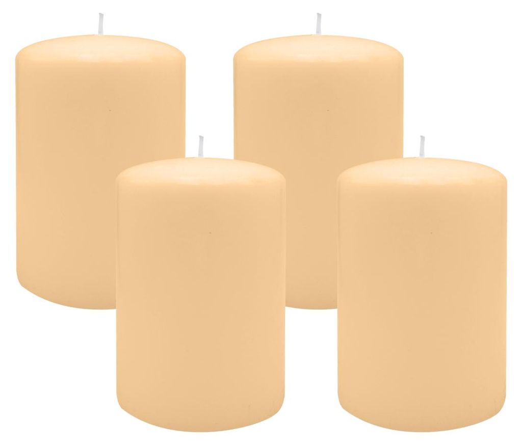 Flachkopf-Stumpenkerzen Beige 120 x Ø 60 mm, 4 Stück